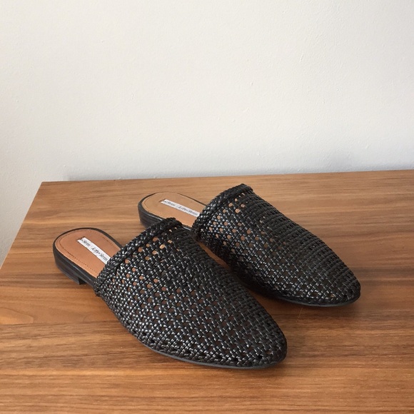 braided leather mules